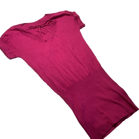 Small Raspberry Rebecca Taylor Open Back Dress Cashmere Silk - Picture 7 of 12